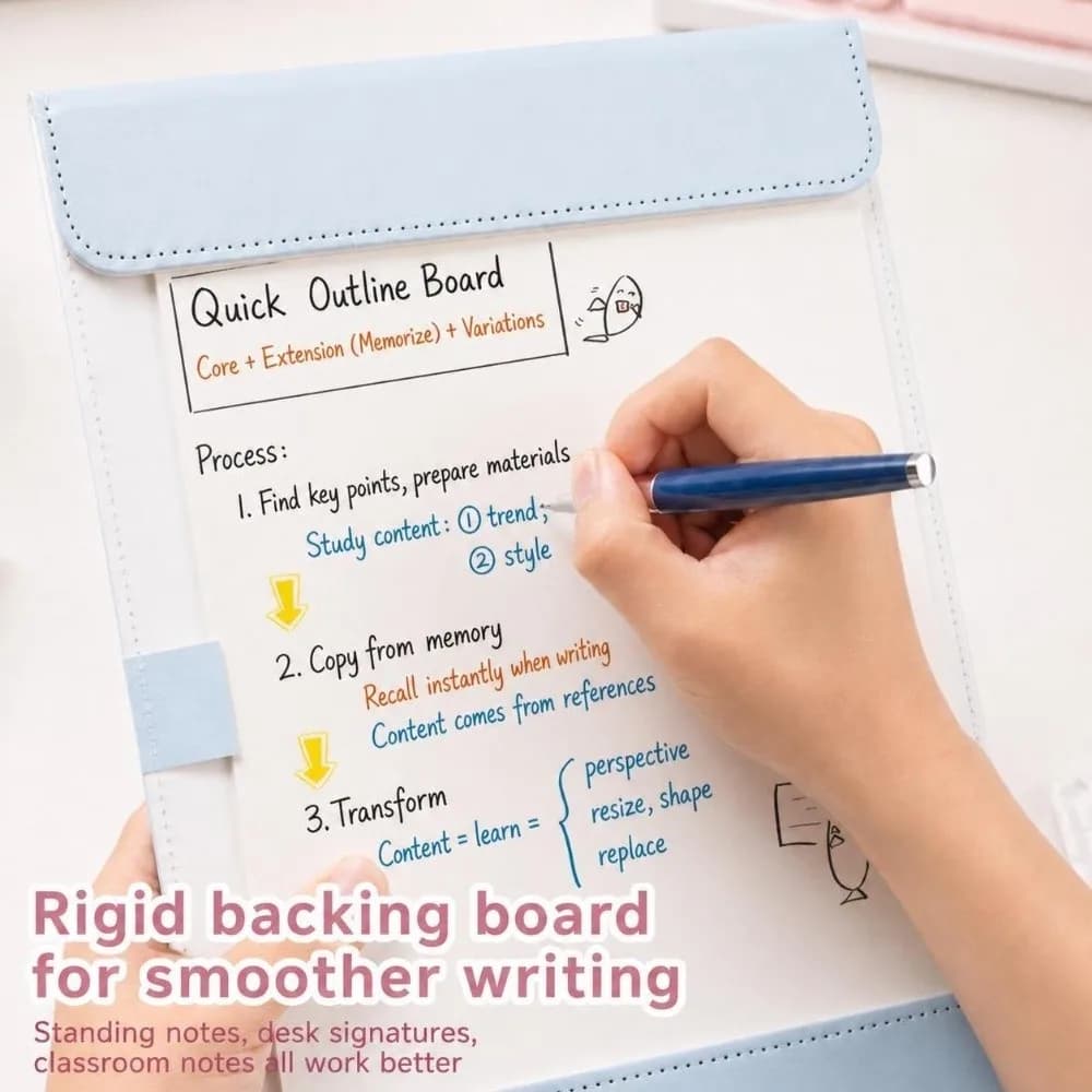 Durable PU Leather A4 Clipboard Double-Clips Multi-Function A4 File Folder Magnetic Writing Board Pad School Office