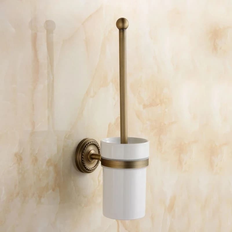 Porta scopino per WC antiruggine in alluminio massiccio montato a parete color ottone antico per set di accessori per il bagno GZ9008