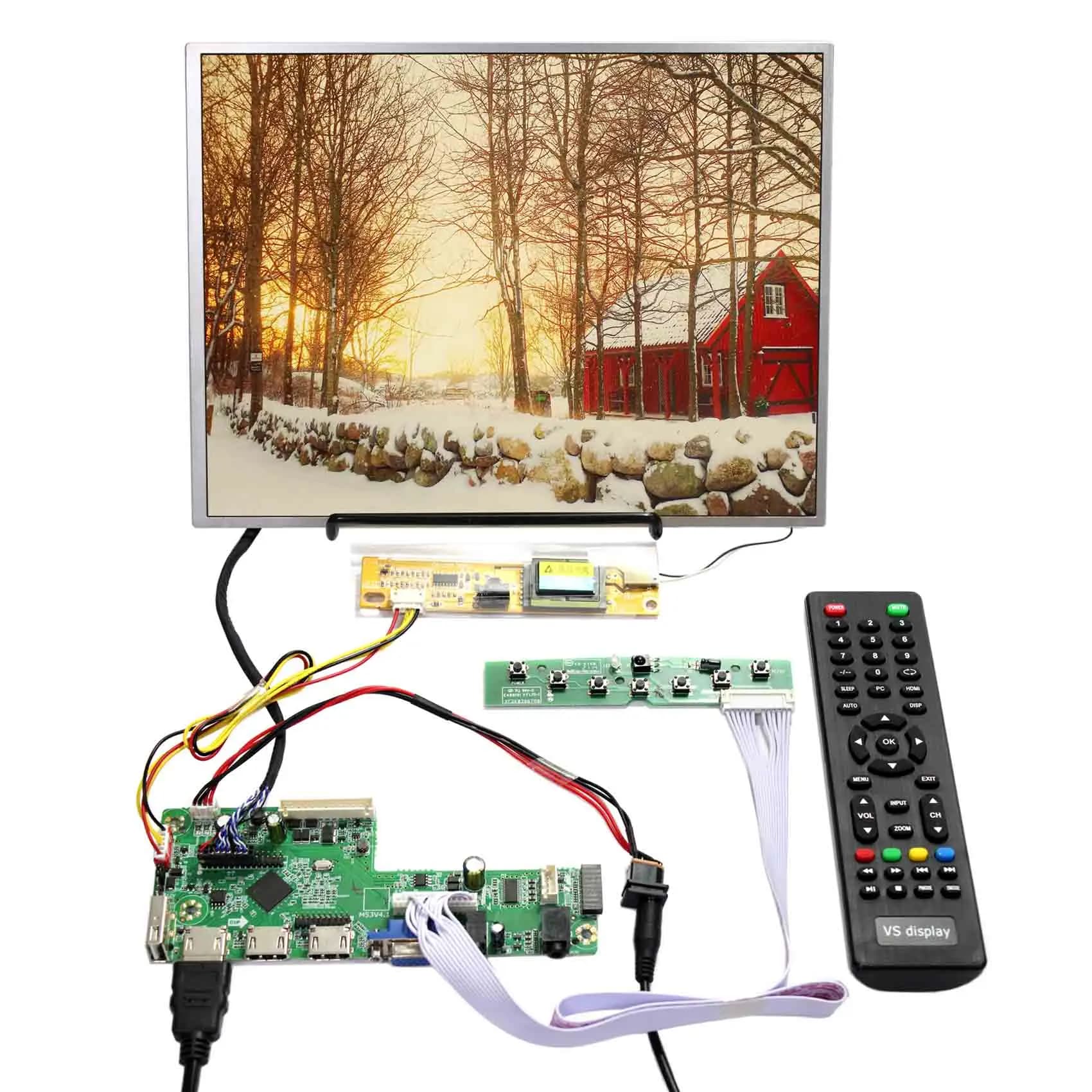 Schermo LCD da 12,1" 1024X768 con 3x HD-MI VGA Scheda controller audio LCD USB per display LVDS, adatto per fai da te, LCD esterno, gioco