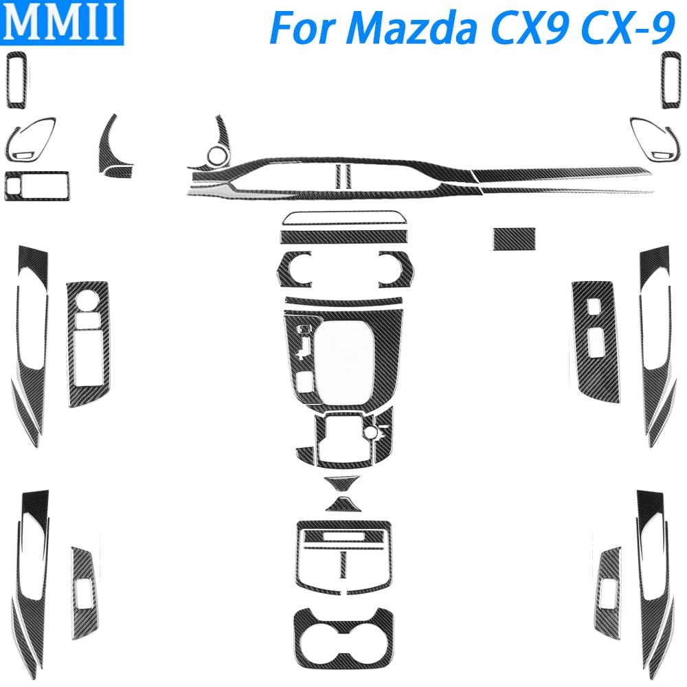 Per Mazda CX9 CX-9 2016-2023 vera fibra di carbonio cambio uscita aria finestra ascensore cruscotto Set accessori interni auto adesivo