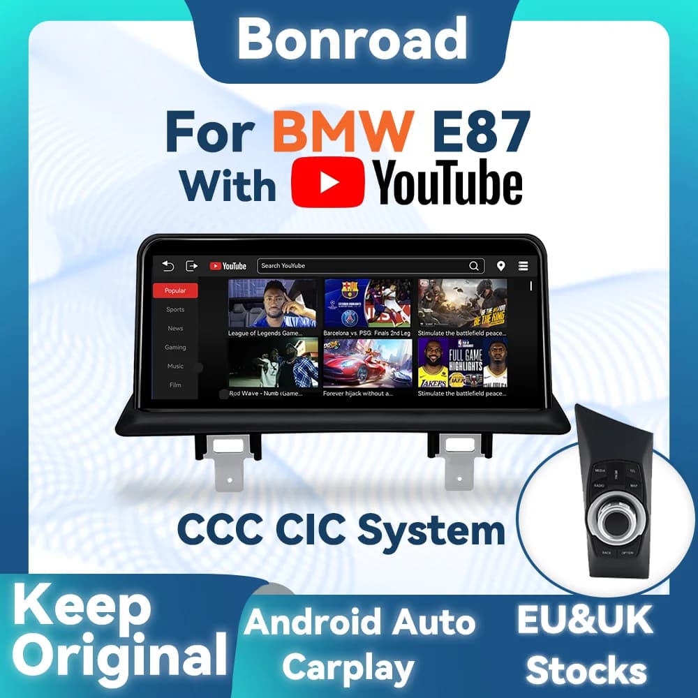 BONROAD Wireless Carplay Autoradio Con Youtube Per BMW Serie 1 E87 E81 E82 E88 Navigazione GPS Lettore Multimediale Touch Screen
