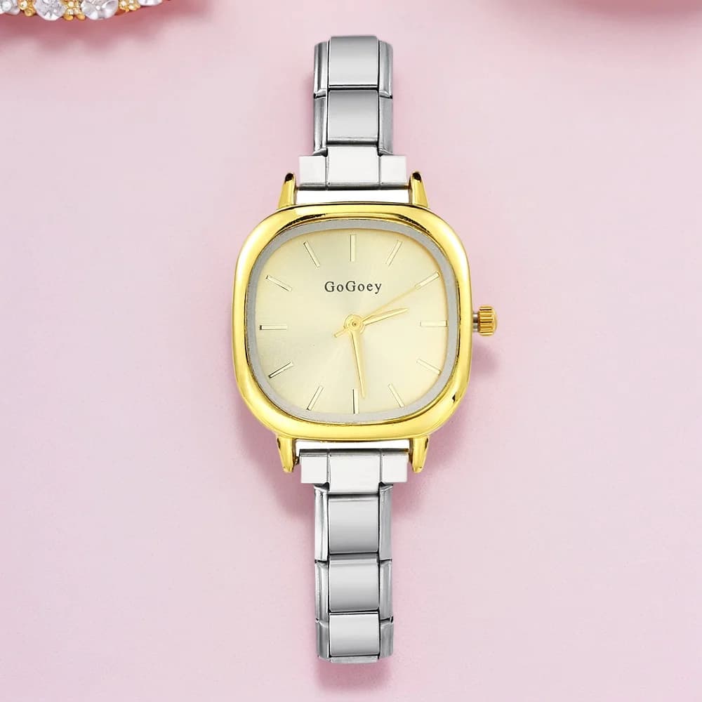 Fashions Light Luxury Square Quartz Watch Stainless Steel Strap 9mm Width Design Women Men Wristwatch Birthday Party Gifts