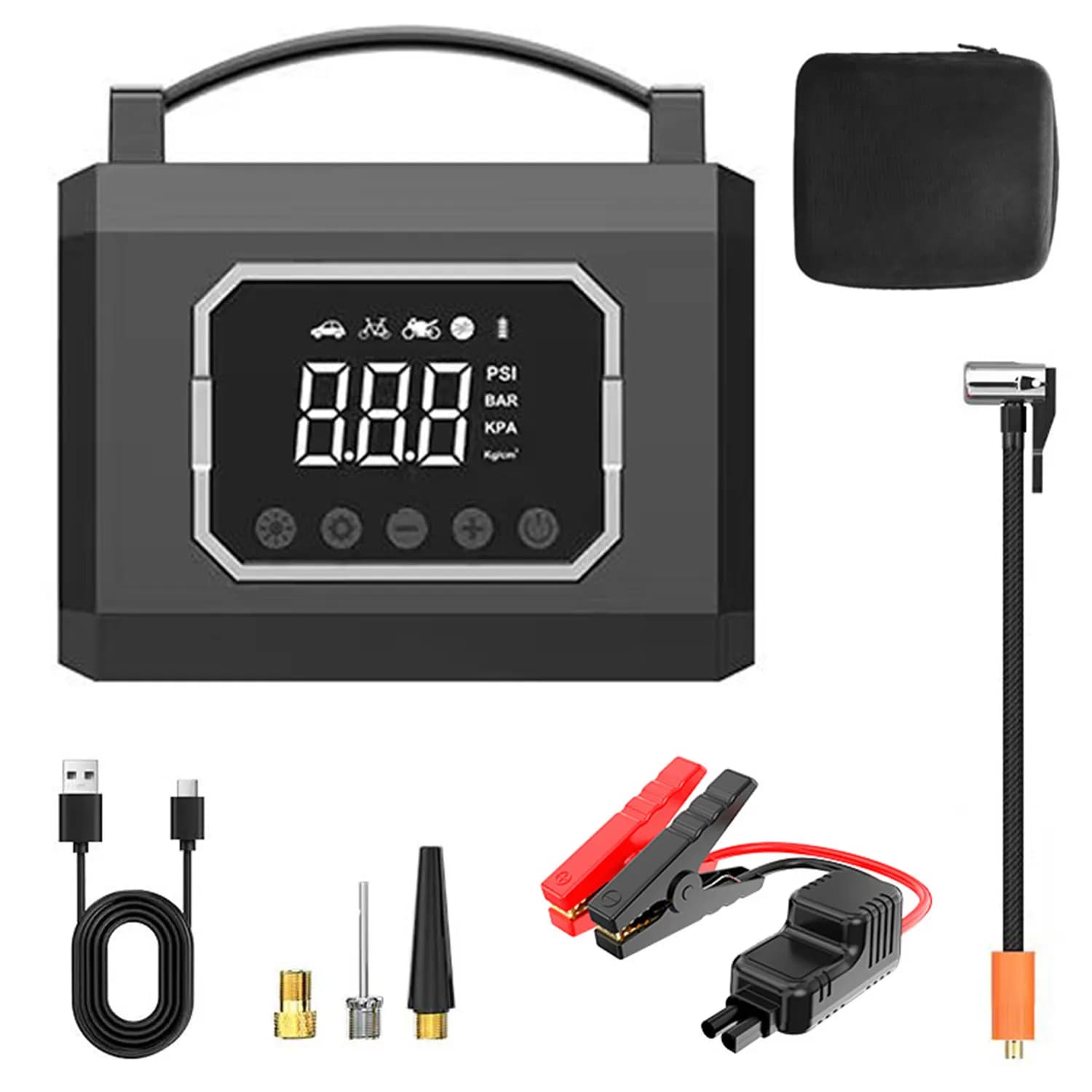 6000mAh 160PSI Compressore d'aria Gonfiatore per pneumatici Jump Starter Compressore d'aria 12V Auto Jump Starter Pompa d'aria del motore Pompa gonfiabile