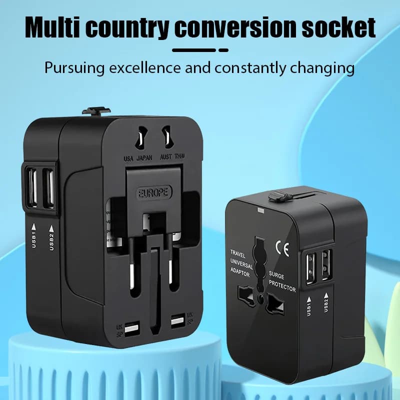 Presa da viaggio di conversione universale globale Prese USB Convertitore adattatore di alimentazione CA UE USA con copertura di sicurezza per protezione bambini
