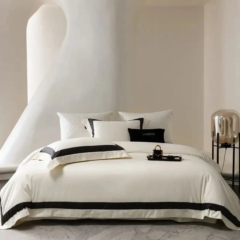 Set biancheria da letto di lusso in cotone egiziano Premium 1000TC tinta unita stile hotel copripiumino lenzuolo piatto/con angoli federe 4 pezzi