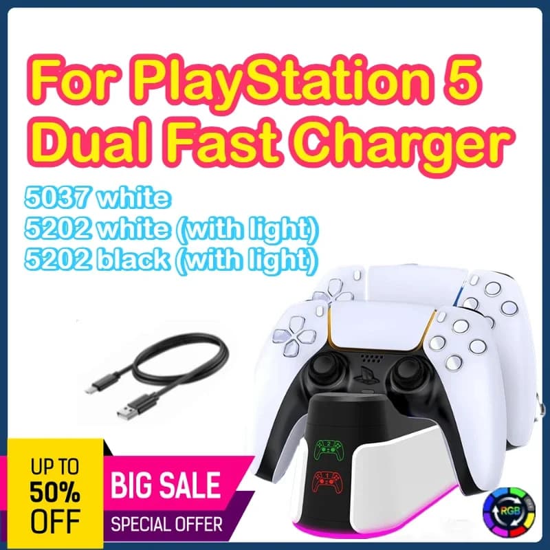 Stazione di ricarica del controller per PlayStation 5 Doppio caricatore rapido Indicatore LED Docking station per supporto di ricarica per gamepad PS5