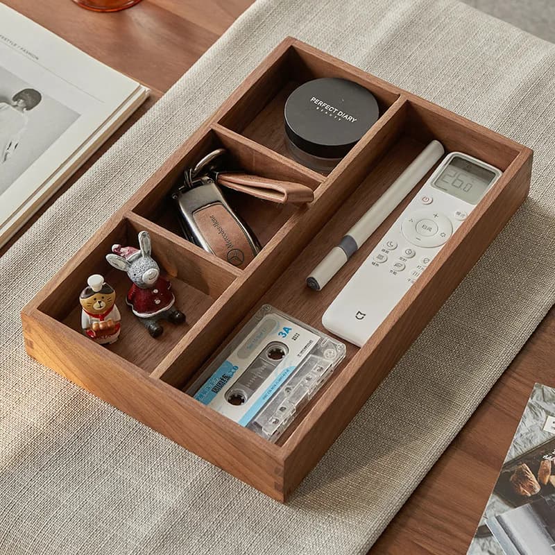 Black Walnut Storage Tray for Dried Fruit/Candy/Office Supplies Wooden Plate Desktop Finishing Box Living Room Storage Box