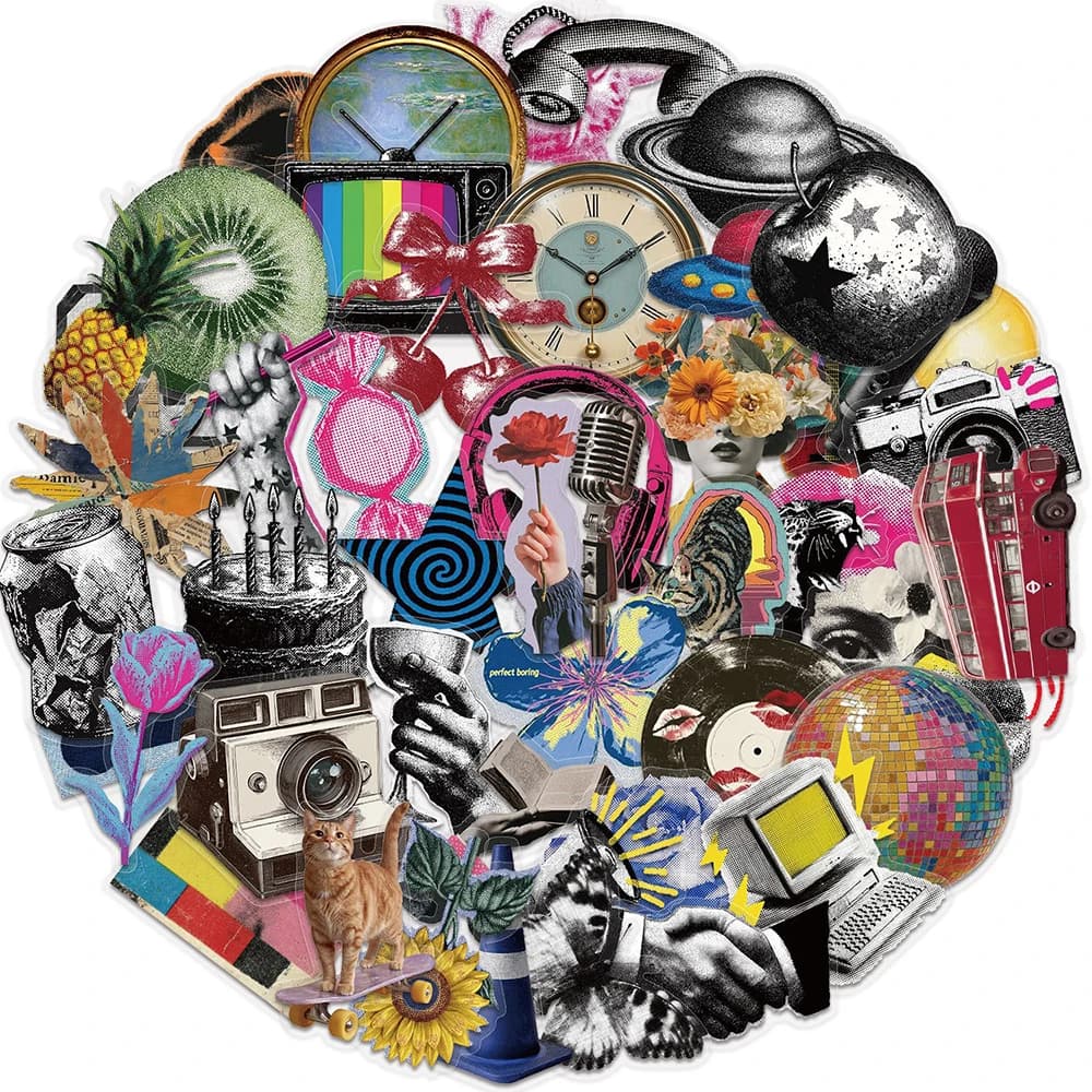 10/30/50pcs Vintage Transparency Y2K Pop Style Stickers Decals DIY Laptop Water Bottle Notebook Phone Case Decoration Sticker