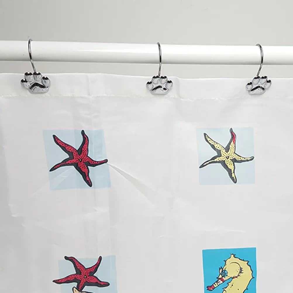 12 Ganci per Tenda Doccia a Forma di Zampa, Appendiabiti in Metallo per Bagno, Ganci Decorativi in Ferro a Forma di Animale, Accessori Decorativi