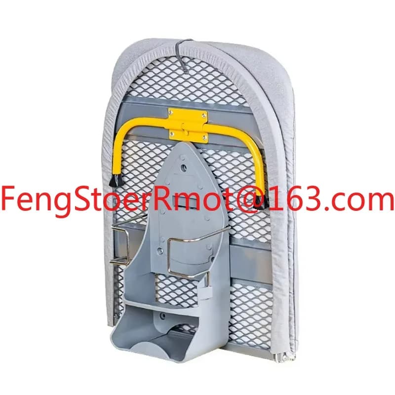 Folding Desktop Ironing Board, Wall-mounted Steel Mesh with Iron Stand, Space Saving, Convenient Laundry Hooks