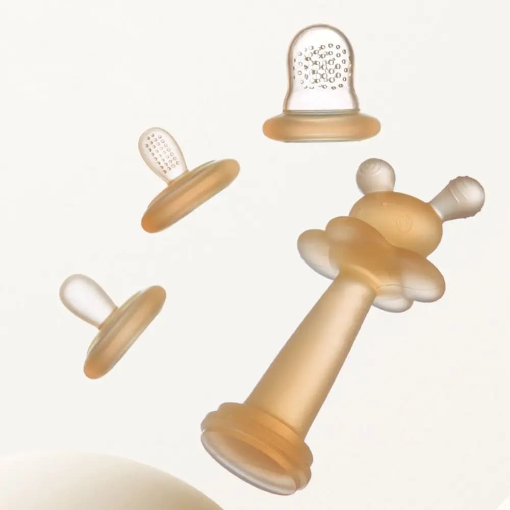 Simpatici guanti per massaggiagengive 4 in1 Silicone Rrabbit mano massaggiagengive impugnatura da allenamento portatile per bambini giocattoli per la dentizione per neonati