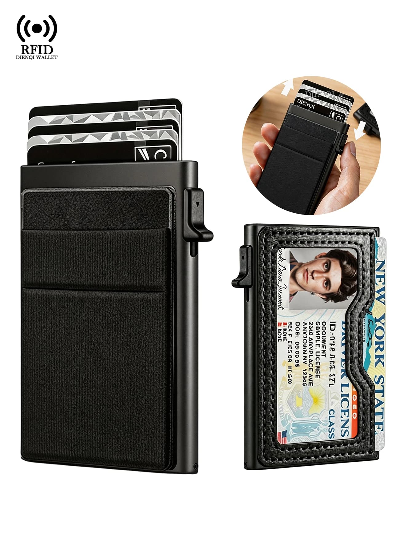 Rfid Blocking Minimalist Card Holder Men's Wallet Automatic Pop Up Card Case Bank ID Credit Cardholder Women Slim Smart Wallets