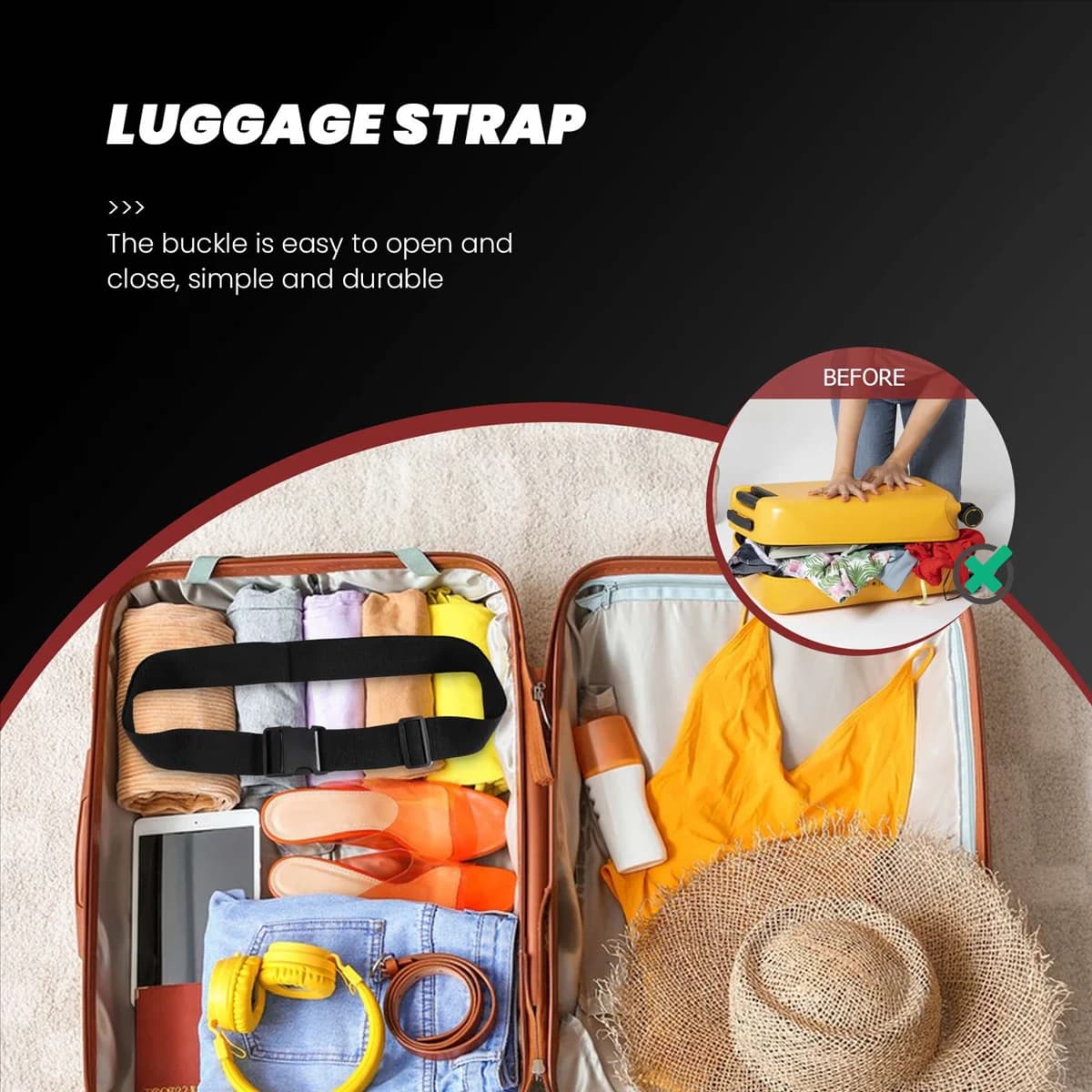 ABQR Belt Black Waist Belt for Travel Bag for 2M Bag