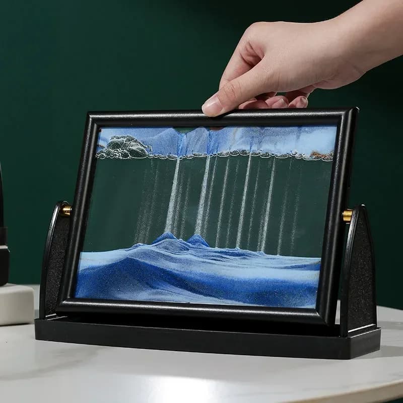 Creativo in movimento sabbia arte pittura vetro quadrato 3D mare profondo paesaggio sabbie mobili clessidra girevole sabbia che scorre decorazioni per la casa regali