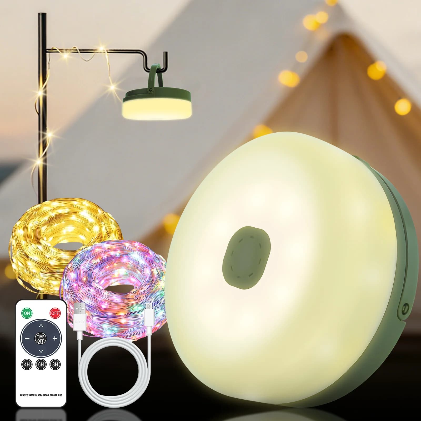 Luci a corda da campeggio solari 10M Luce da fata per esterni 5 modalità di luce Luce da patio impermeabile con telecomando per feste in giardino