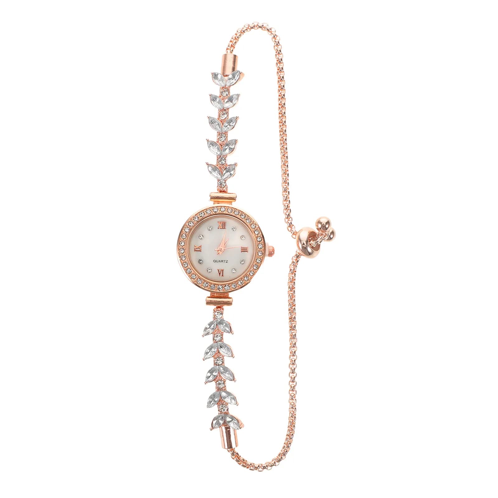 Luxury Rhinestone Watch for Women - Mermaid Inspired Bracelet Dress Watch - Accurate Quartz Movement - Round Dial Bangle