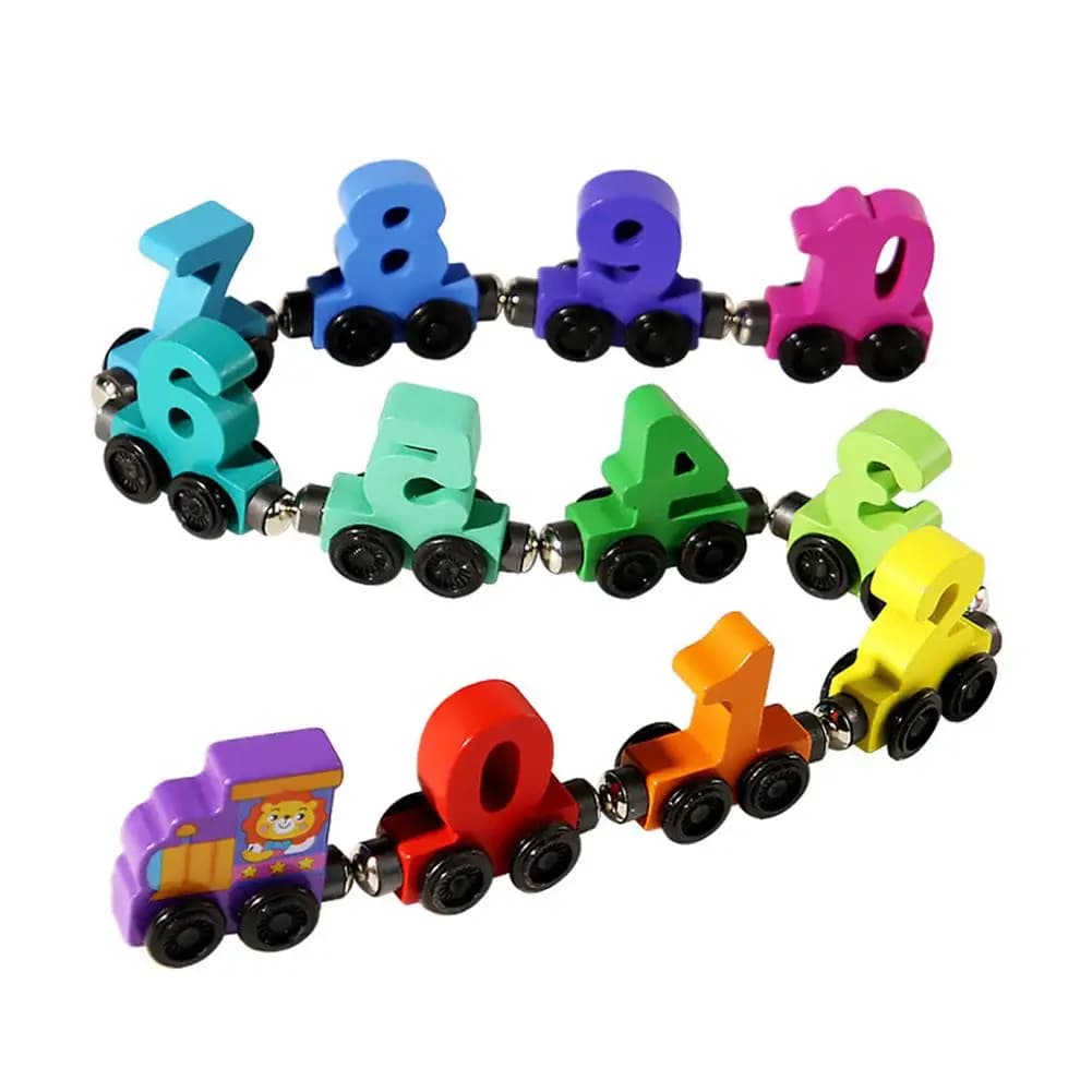 Wooden Magnetic Number Train Early Education Tool Train Toys Colorful Building Blocks Enlightenment Learning Teaching Tool For T