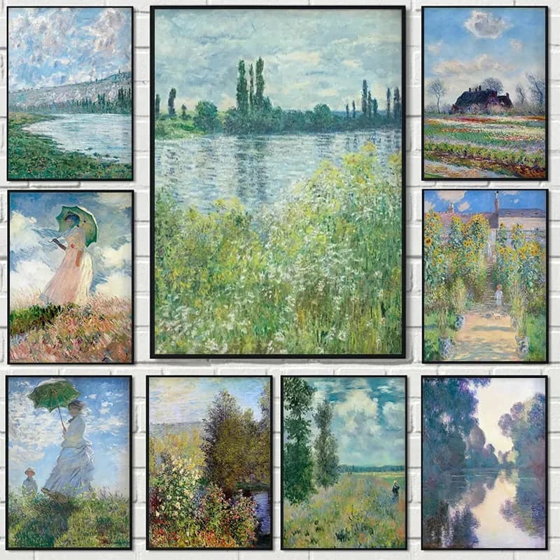 (No frame)1pcsMonet Abstract Landscape Art Canvas Prints Painting Wall Art Famous Monet Posters Home Decoration Living Room B