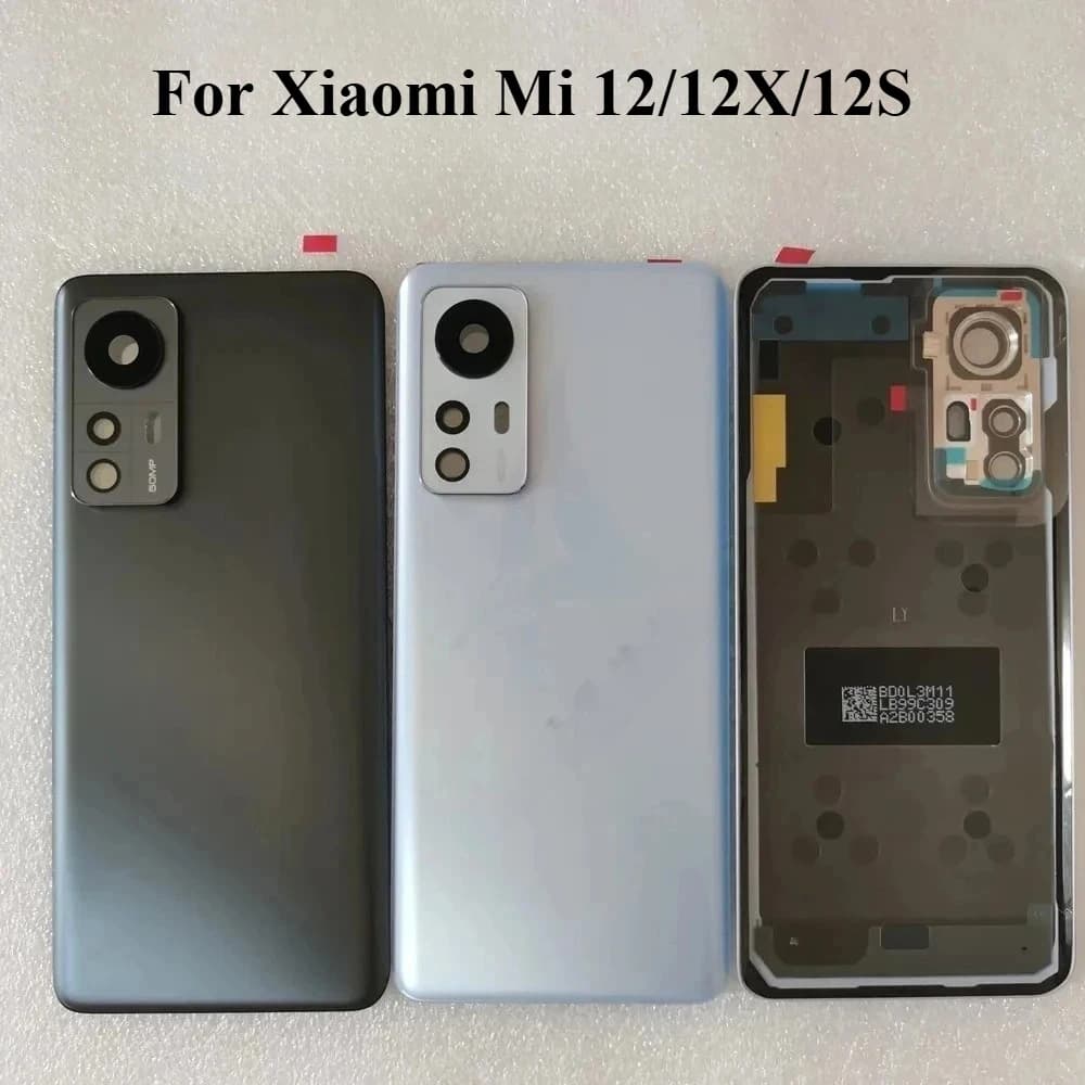 For Xiaomi Mi 12 12X New Tempered Glass Back Cover Spare Parts For Mi12S Back Battery Cover Door Housing + Camera Frame