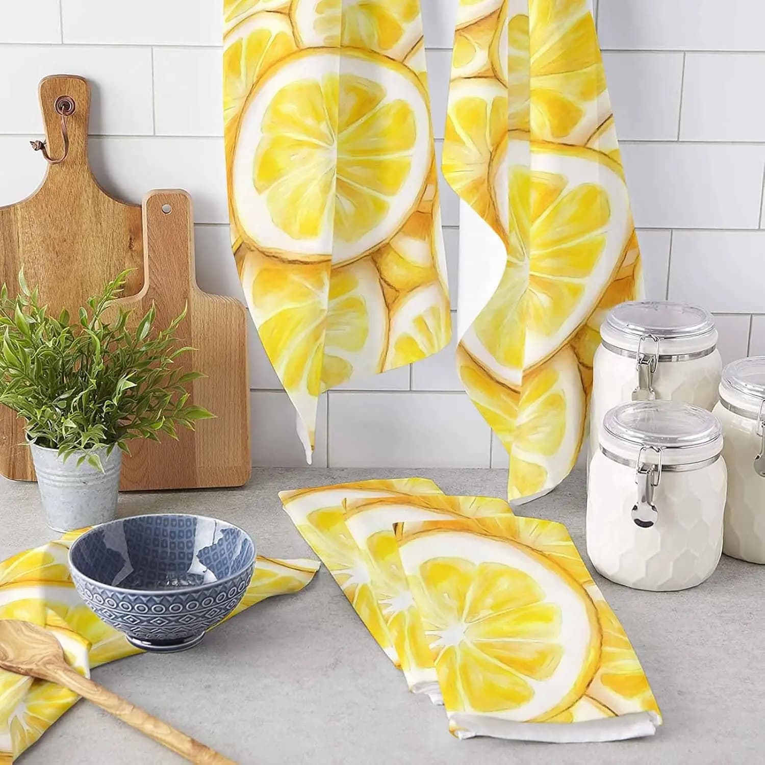 Estate Giallo Limone Frutta Cucina Strofinacci Asciugamani Decorazioni per la casa Assorbente Bar Strofinacci Asciugamani Set Cucine Accessori