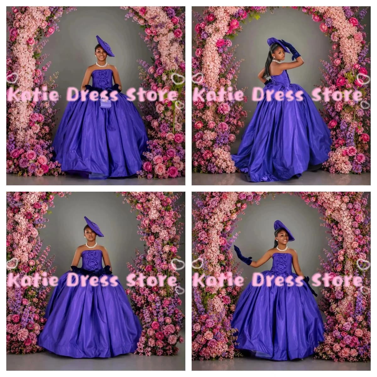 Customized Satin Flower Girl Dress For Wedding With Bows Puffy Sleeveless Elegant Kids Birthday Party First Communion Ball Gowns
