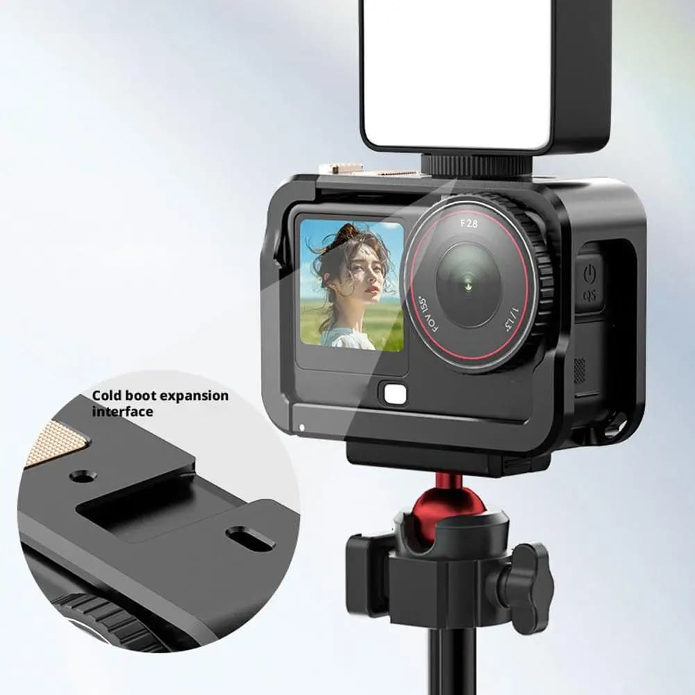 Per DJI Action 6 Gabbia per conigli in metallo Guscio in lega di alluminio Accessori per fotocamera con manico esteso