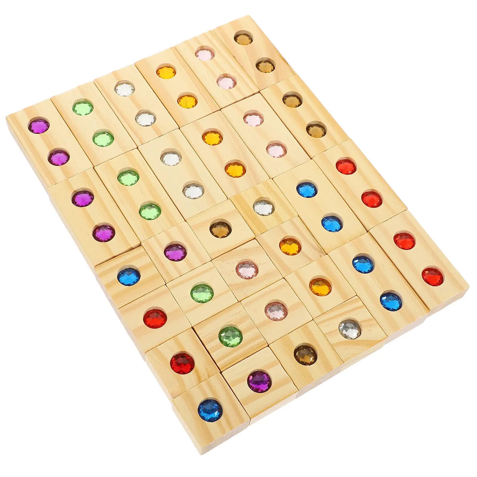 Set di Blocchi in Legno con Gemme Intarsiate, Gioco Educativo Creativo per Impilare, Gioco di Apprendimento Precoce per lo Sviluppo Cognitivo e Divertimento