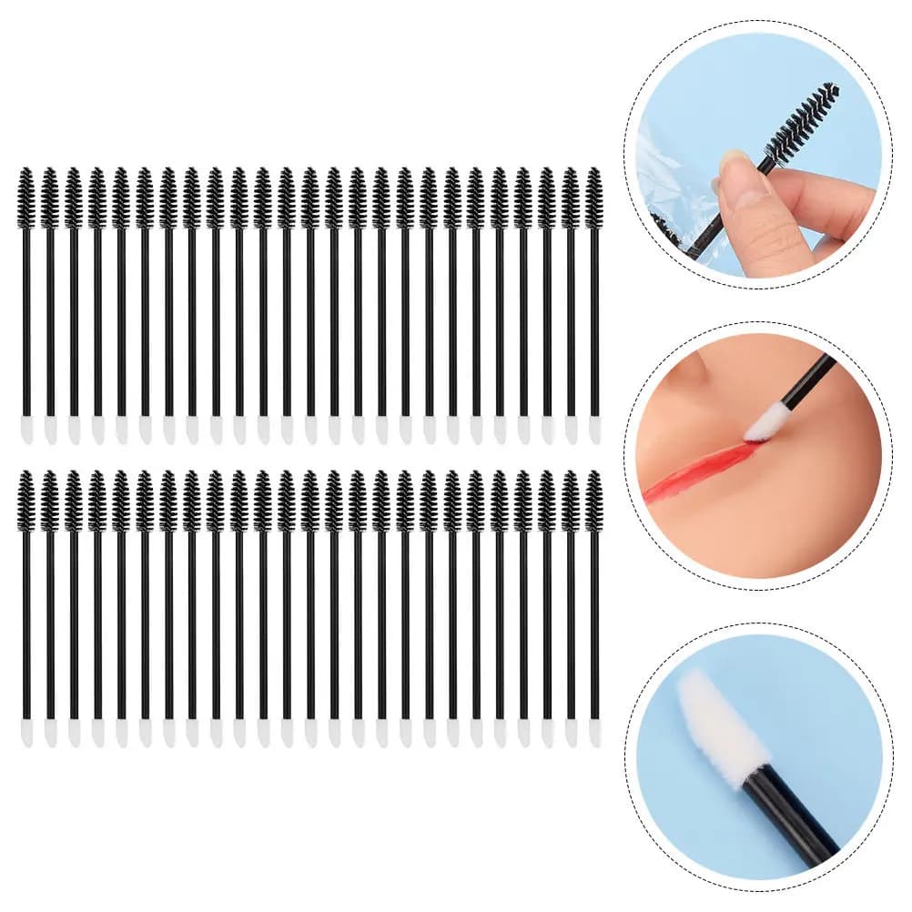 50 Pezzi Spazzole Monouso per Ciglia e Sopracciglia, per Applicazione Trucco, Uso in Viaggio e Salone, Strumento Pettine per Extension e Mascara