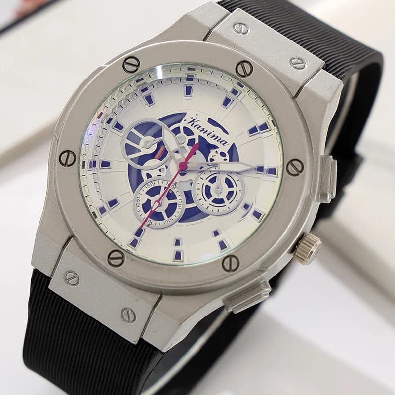 Men's watch with stainless steel silicone strap, business fashion, casual watches, cheap gift