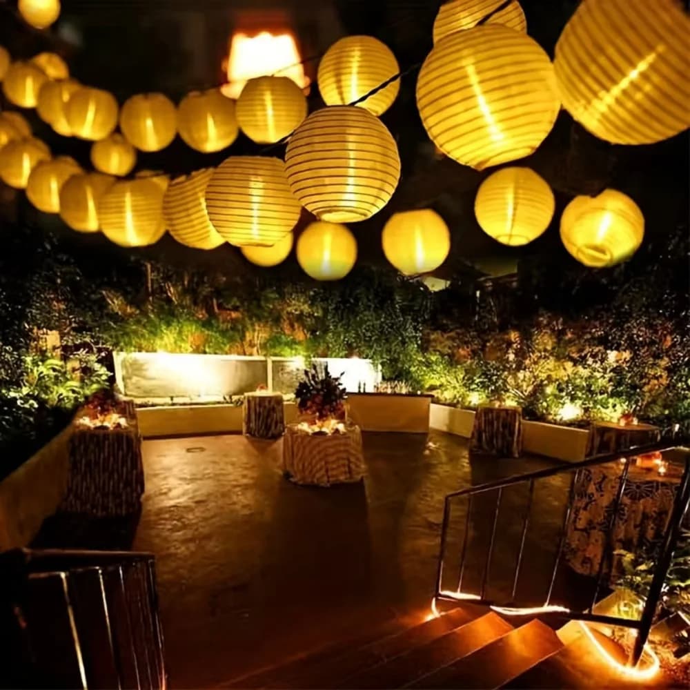 Luci a stringa con lanterne di carta 10LED/20LED, luci a batteria per interni, decorazioni festive per la casa, per camera da letto, matrimoni e feste.