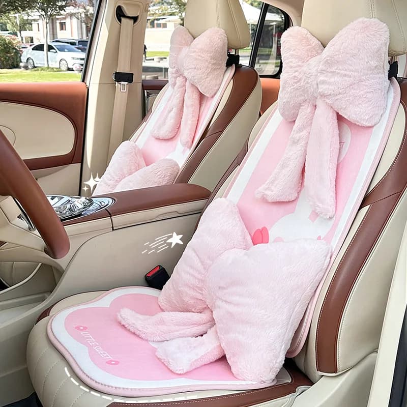 New Bowknot Car Headrest Pillow Lovely Auto Seat Head Support Neck Protector Cushion Plush Automobiles Lumbar Rest Car Kits