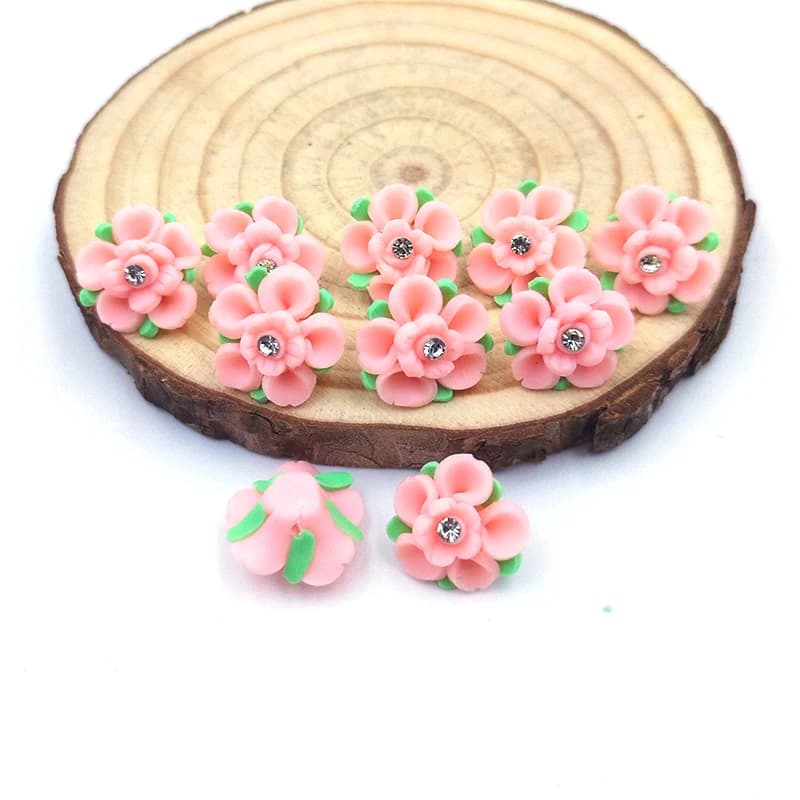 5 pezzi 16 mm lettere in argilla polimerica con diamanti fiore delicato gioielli fai da te collana braccialetto cassa del telefono accessori decorativi