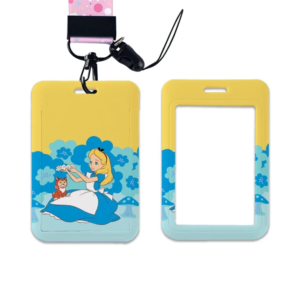 Alice Princess Disney Badge Door with Keychain, Student Card Holder with Cordino, Accessories