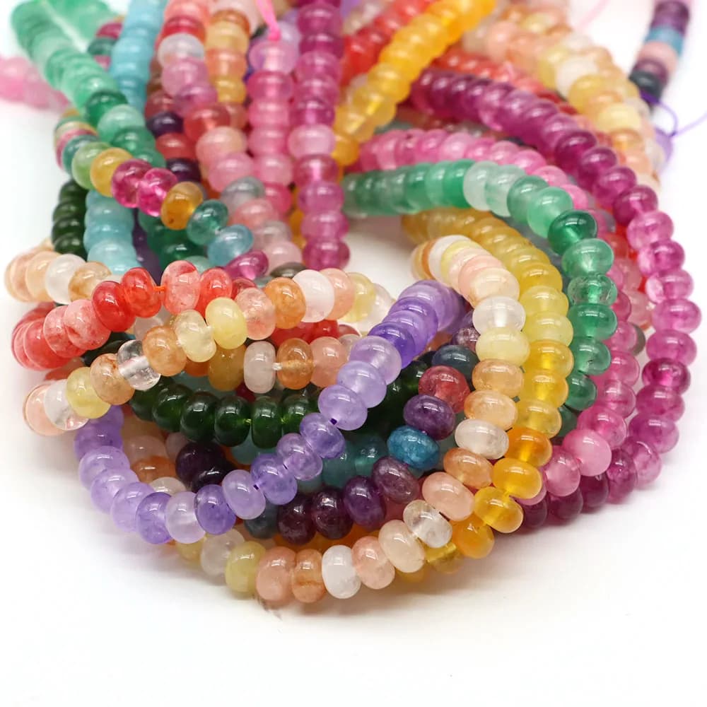 5x8mm Natural Stone Abacus Rondelle Jade Quartz Beads Flat Round DIY Charms Bracelets Loose Beads For Jewelry Making Supplies