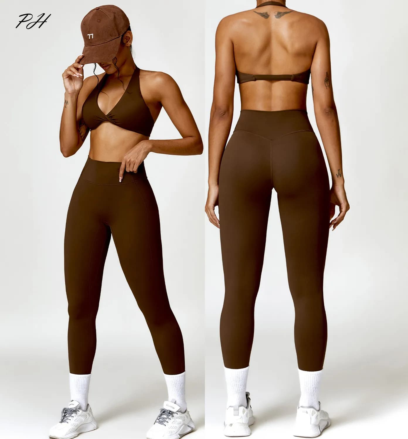 2 pezzi Yoga Set Nude Feeling Workout Set donna tuta palestra Push Up Fitness Running Workout Sportwear reggiseno sportivo Leggings Suit