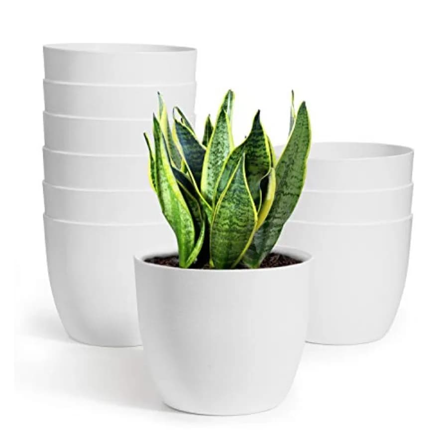 Set di 10 Vasi Autoirriganti in Plastica da 6 Pollici, Moderni Vasi Decorativi per Piante e Fiori, per Interni ed Esterni