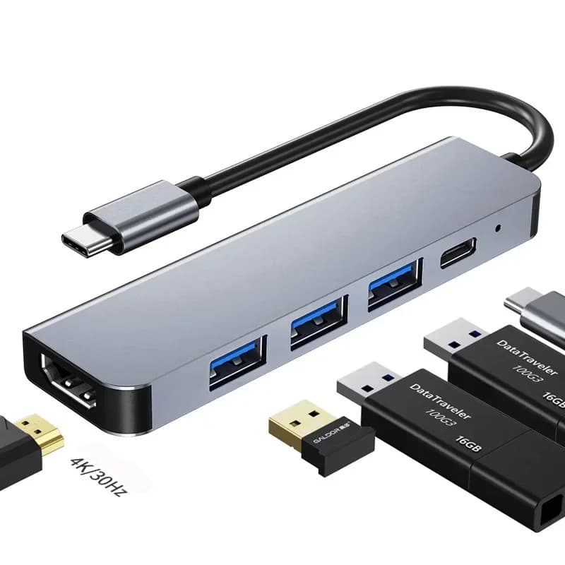 USB-C Docking Station for Laptop, USB Hub Adapter with HDMI and VGA for MacBook, HP, Dell XPS, Lenovo ThinkPad, Asus