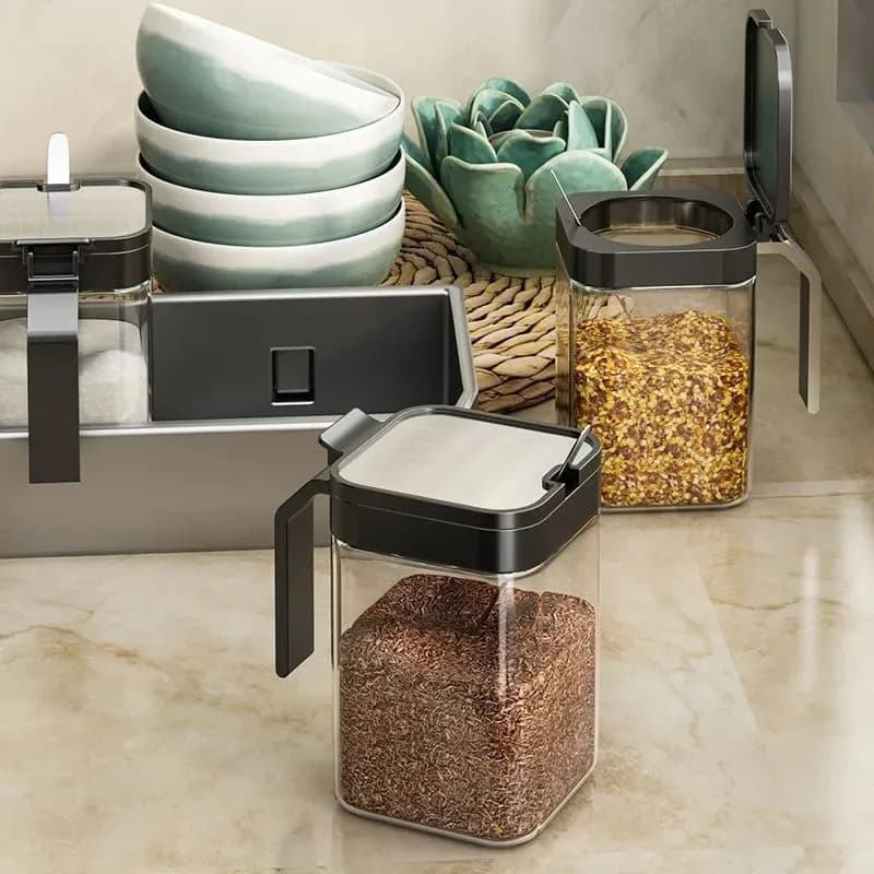 Scatola per condimenti Scaffale per condimenti Set combinato Barattolo per condimenti Portabottiglie per bottiglie Cucina Parete sigillata Appeso Barattolo di saleZI191