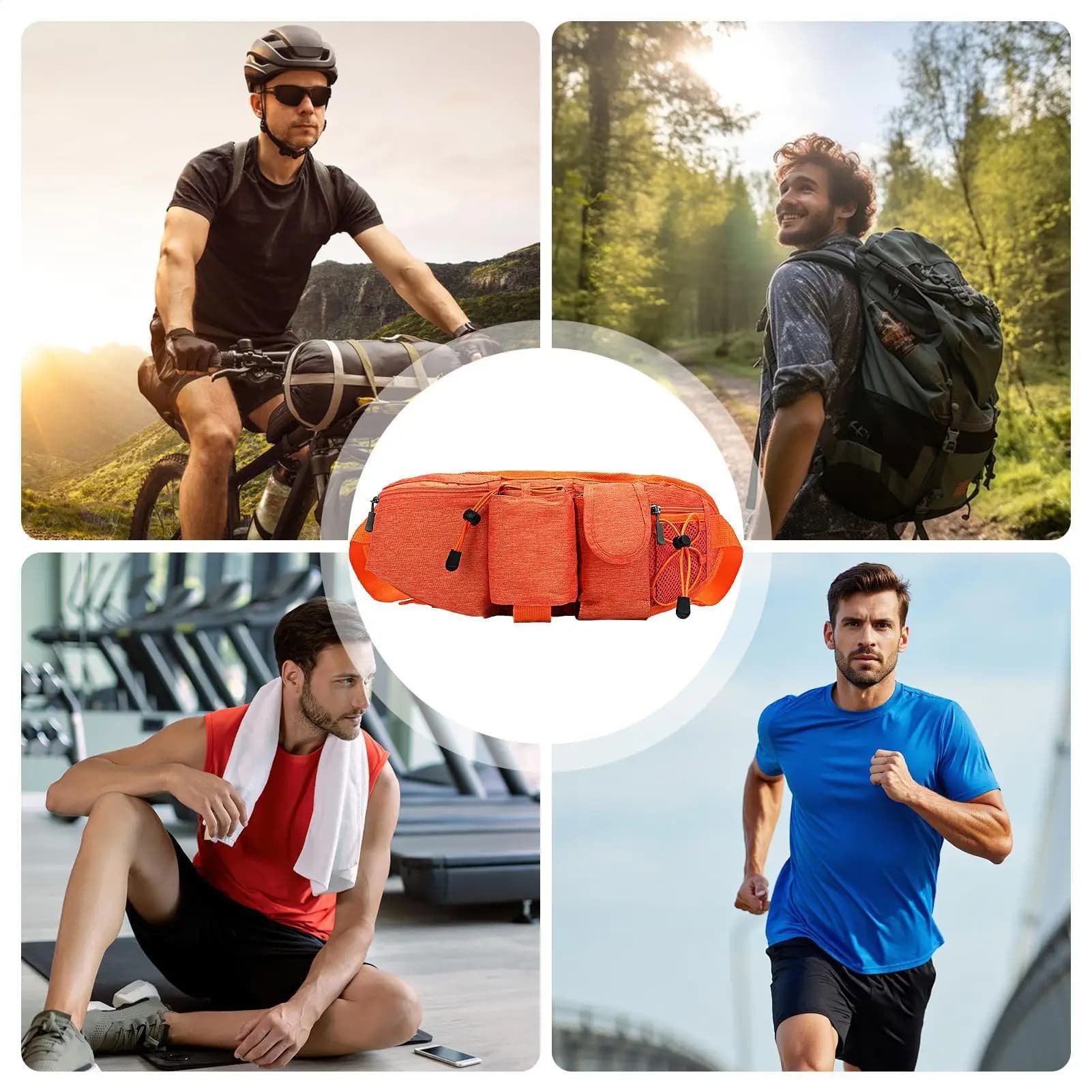 Running belt Waterproof Pocket Running Belt with Waist Bag with Water Bottle Door for Bicycle Training, Walks, Travel, Camping