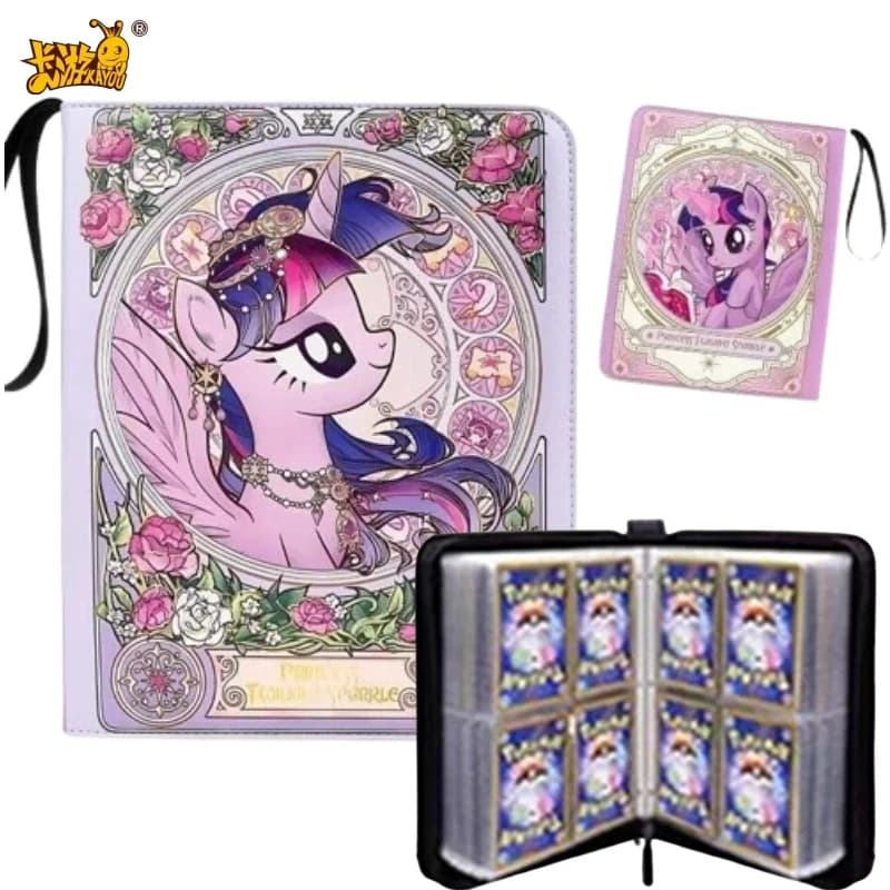 Album Porta Carte My Little Pony da 400 Pezzi, con 4 Scomparti per Carte, Collezioni, Doppia Tasca con Cerniera, Raccoglitore per Carte con Cerniera