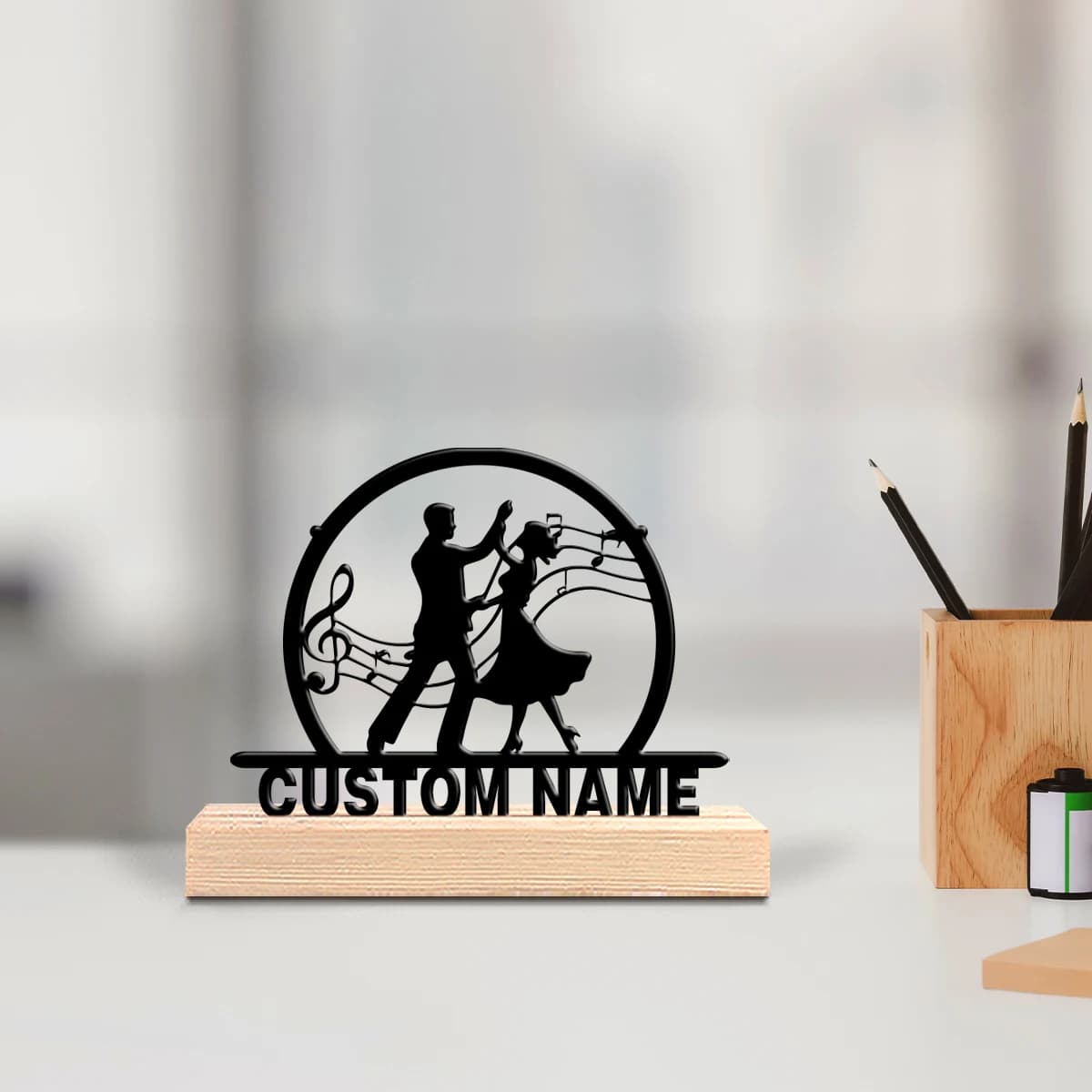 Custom Metal Ballroom Dance Statue with Wood Base, Table Decoration, Nautical Wall Art with Wood Base