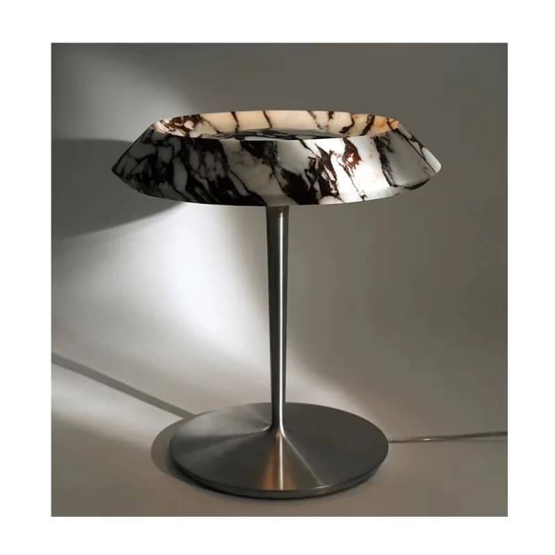 Natural stone bedroom marble decoration marble diode desk lamp shade with metal base