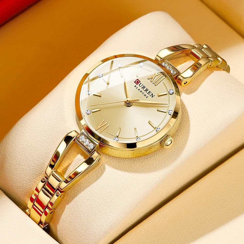 CURREN Orologi da donna Orologio al quarzo originale alla moda elegante per Laides Impermeabile in acciaio inossidabile Semplice lusso da indossare ogni giorno