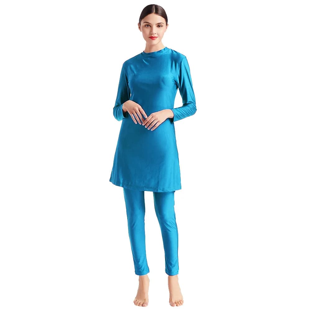 Long sleeve Burkini swimsuits for Muslim women modest swimsuit, three-piece scarf, hat, solid color, summer, new, M098
