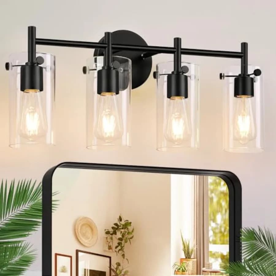 Lampade da parete per bagno con paralume in vetro trasparente, applique per specchio, camera da letto, soggiorno, corridoio