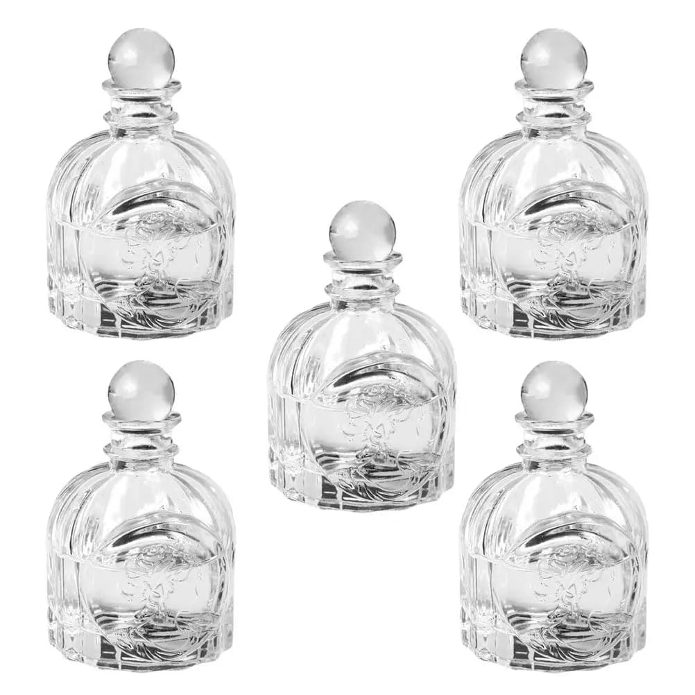 5Sets Transparent French Style Perfume Aroma Bottles Cork Reusable Glass Diffuser Empty Bottles Fragrance Storage Containers
