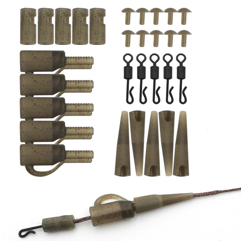 1Set Accessori per la pesca alla carpa Kit di clip di sicurezza per la corsa Gomme per coda per strumento per attrezzatura per carpa Metodo grossolano per carpa Attrezzatura da pesca