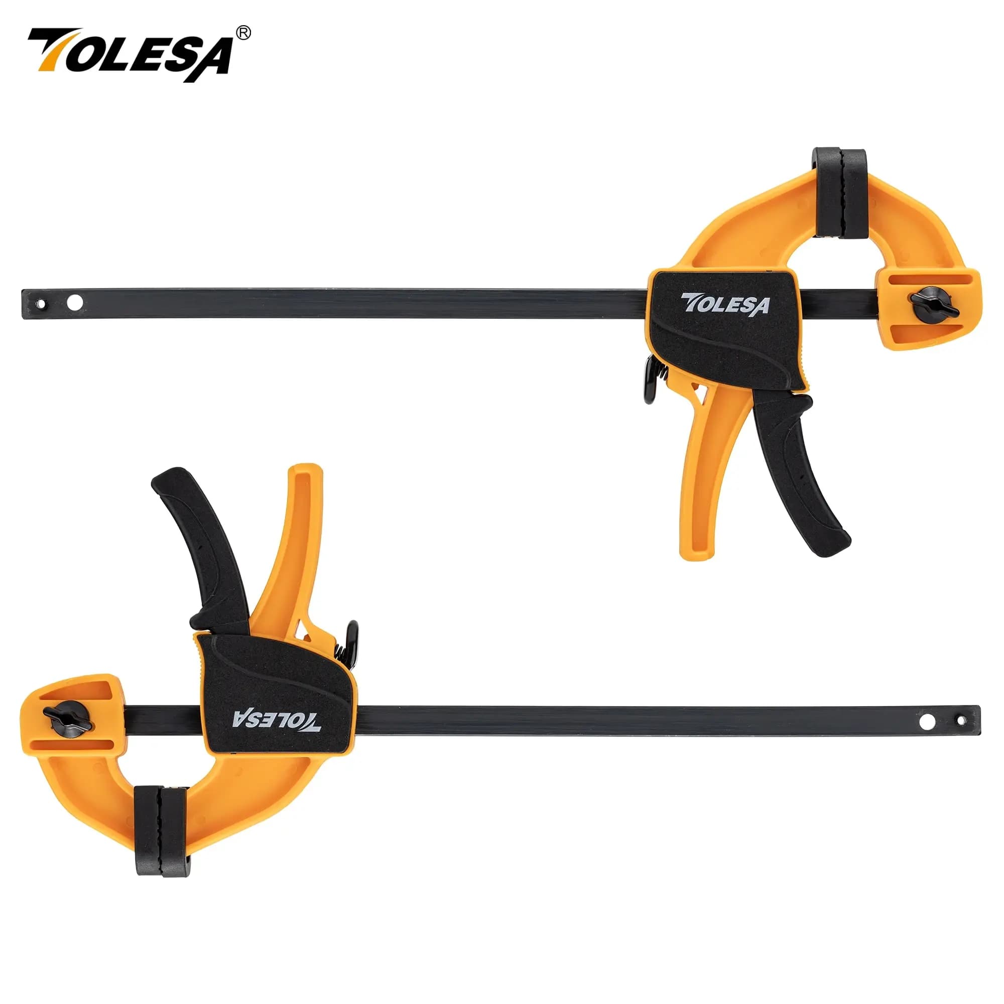 TOLESA Morsetti a barra da 4"/6" per la lavorazione del legno, 2 morsetti/espalmatori con una sola mano, set di morsetti per legno, morsetto F a cambio rapido per carichi leggeri