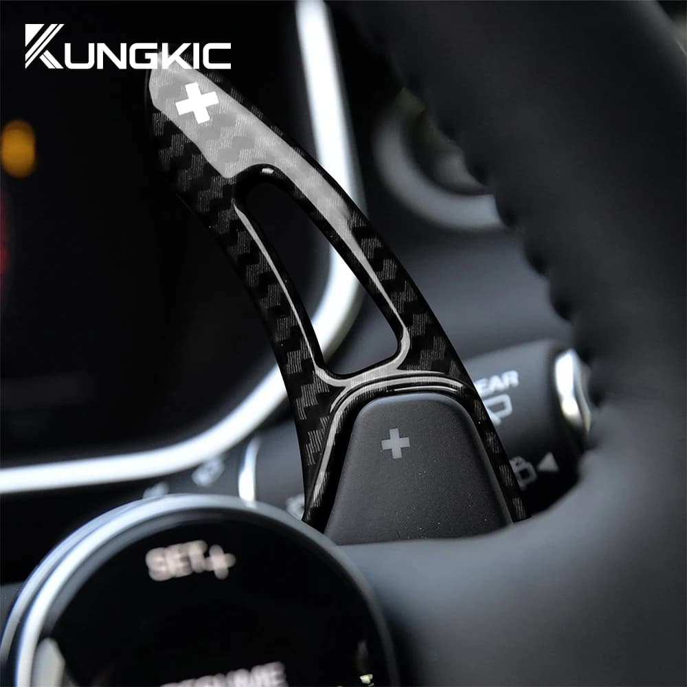 For Land Range Rover Evoque Discovery Sport For Jaguar XF XE Car steering wheel Paddle Shifter Covering ABS carbon fiber accessory
