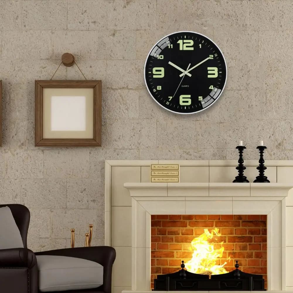 Orologio da Parete Silenzioso al Quarzo per Soggiorno, Orologio da Parete Rotondo in Plastica Luminoso, Orologio Digitale alla Moda con Precisione Oraria per Caffetteria